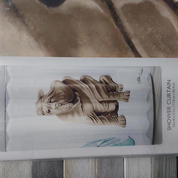 Allure Fan Dog Shower Curtain - Stylish and Unique Bathroom Decor - Picture 2 of 6